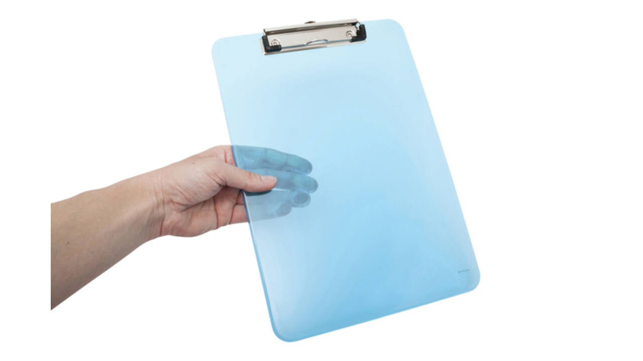 Klembord MAUL A4 staand transparant PS neon blauw