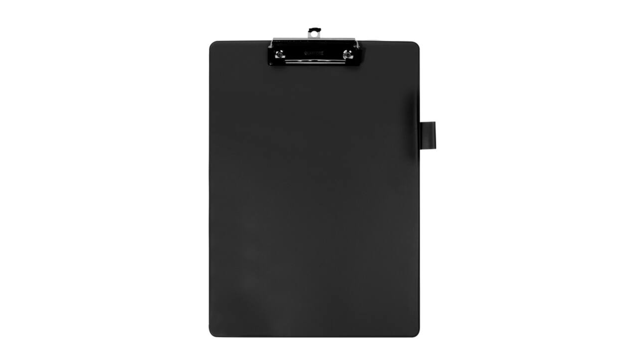 Klembord Quantore A4 staand PVC zwart met 100mm klem + penlus