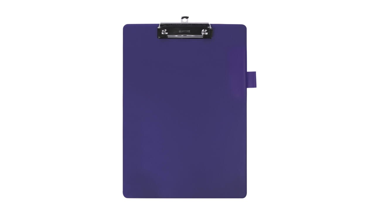 Klembord Quantore A4 staand PVC blauw met 100mm klem + penlus