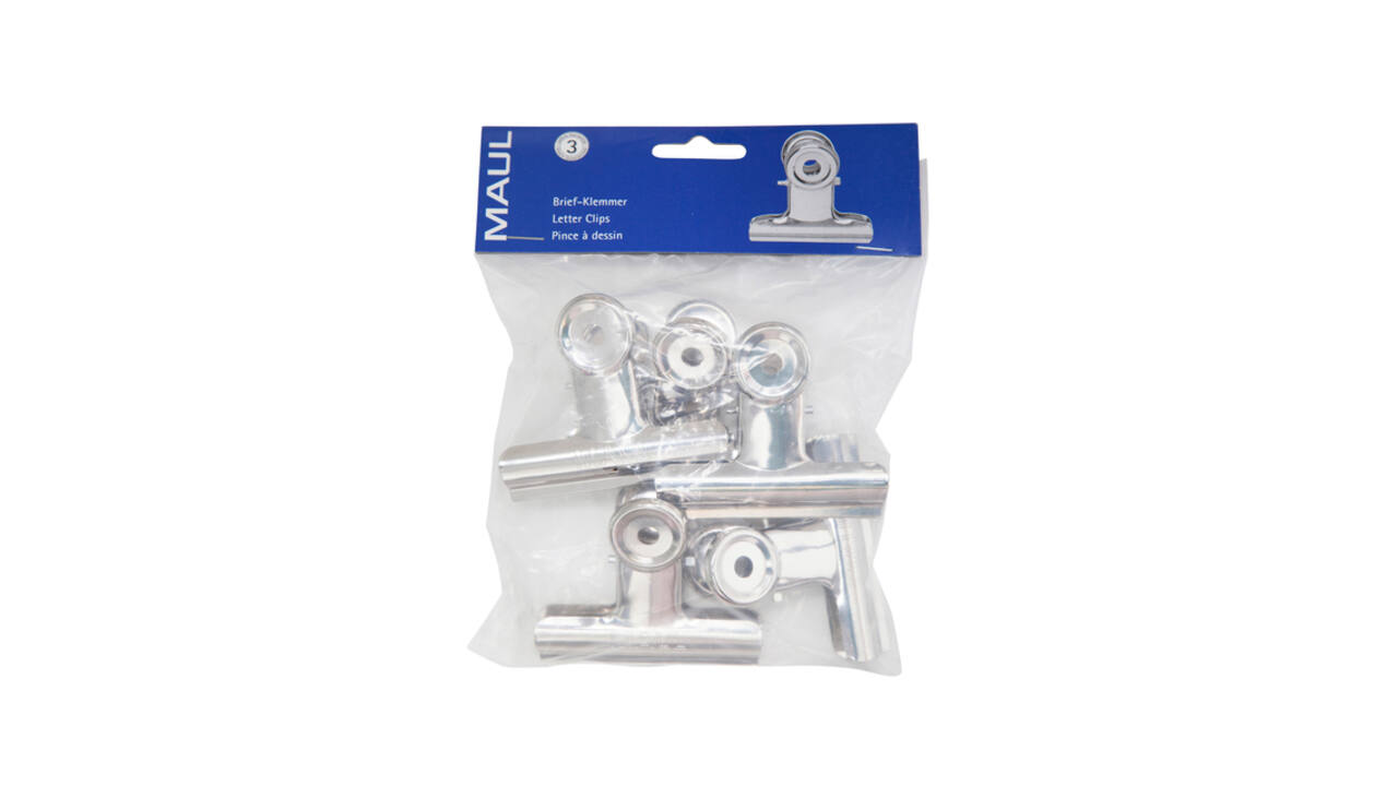 Papierklem MAUL Bulldog 70mm capaciteit 40mm zilver 5 stuks