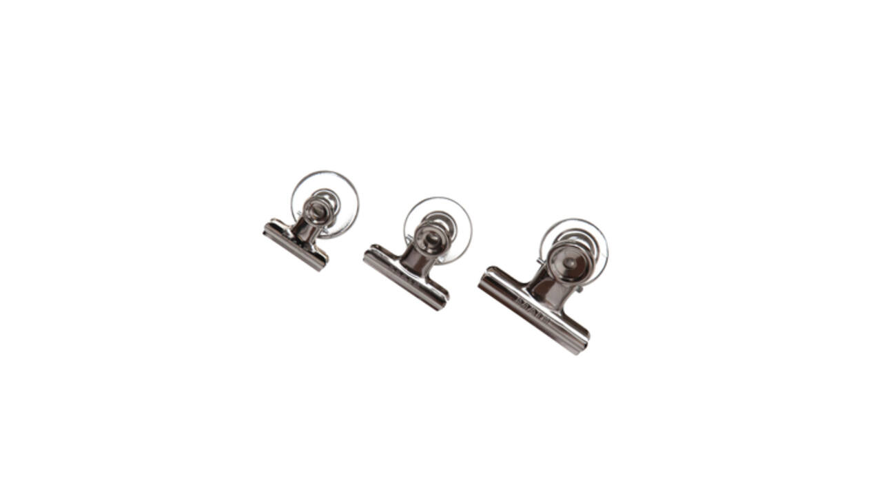 Papierklem MAUL Bulldog met magneet 30mm zilver 2 stuks