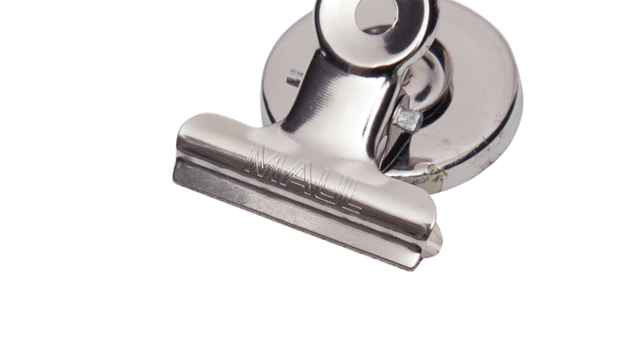 Papierklem MAUL Bulldog met magneet 30mm zilver 2 stuks