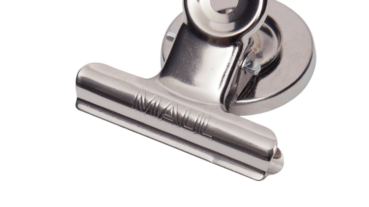 Papierklem MAUL Bulldog met magneet 40mm zilver 2 stuks