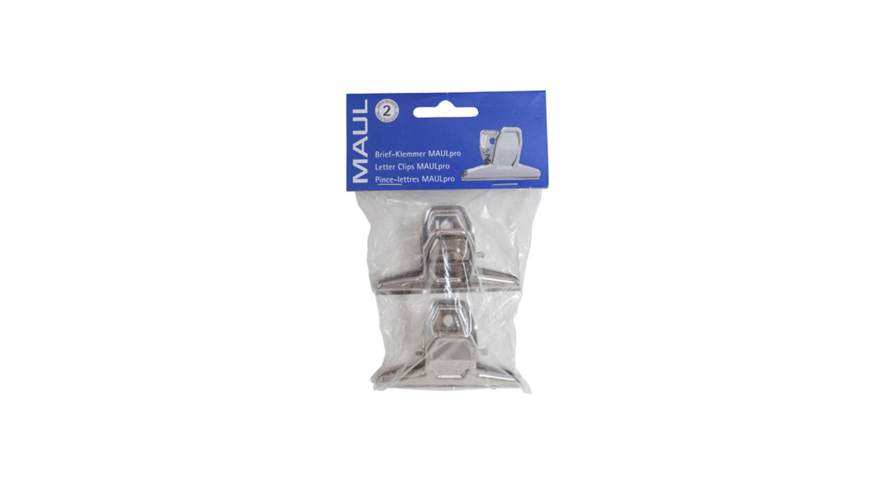Papierklem MAUL Pro 75mm capaciteit 20mm zilver 2 stuks