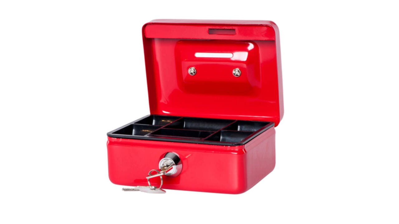 Geldkist MAUL met muntgleuf en slot 125x95x60mm rood