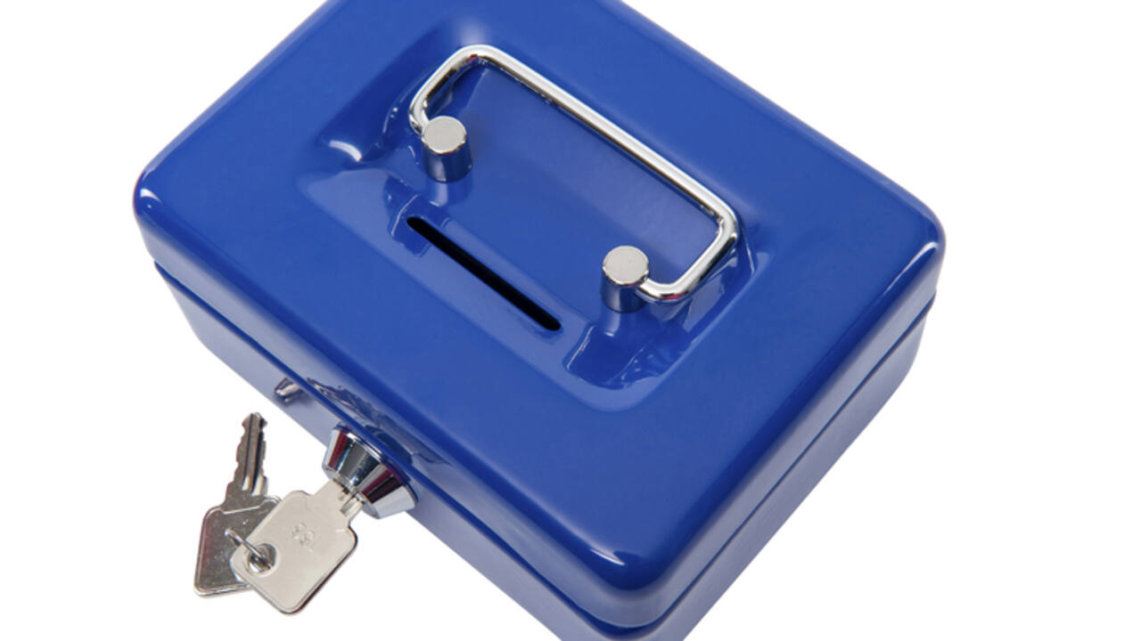Geldkist MAUL met muntgleuf en slot 125x95x60mm blauw
