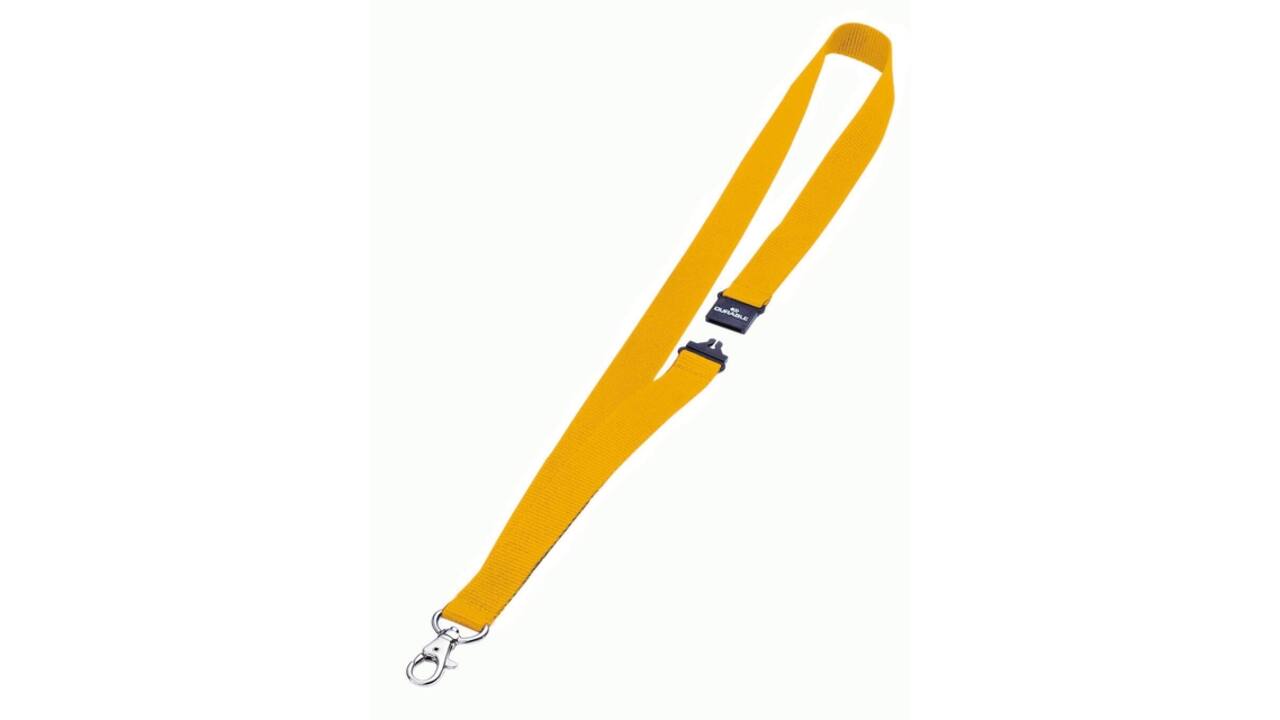 Textielkoord Durable 8137 met karabijnhaak geel