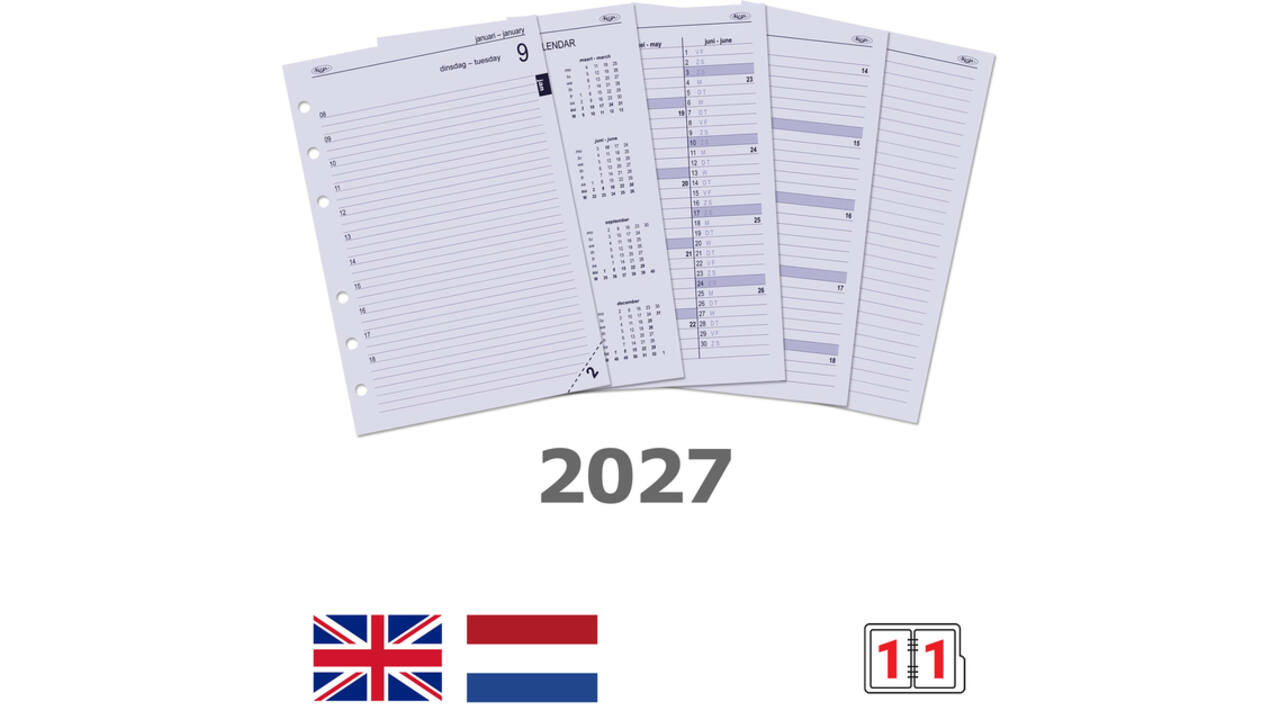 Agendavulling 2027 Kalpa A5 1dag/1pagina
