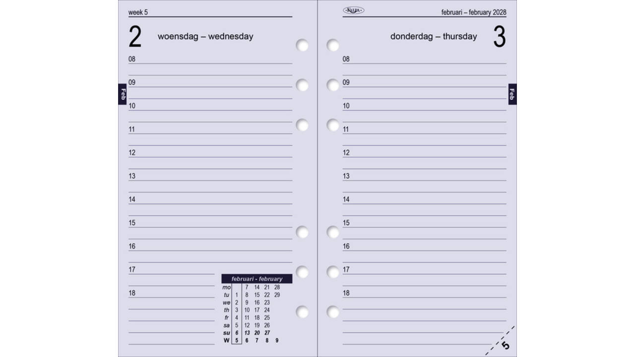 Agendavulling 2027 Kalpa Personal 1dag/1pagina