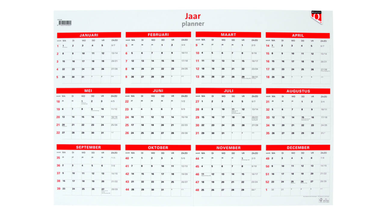 Jaarplankalender 2027 Quantore 48x68cm