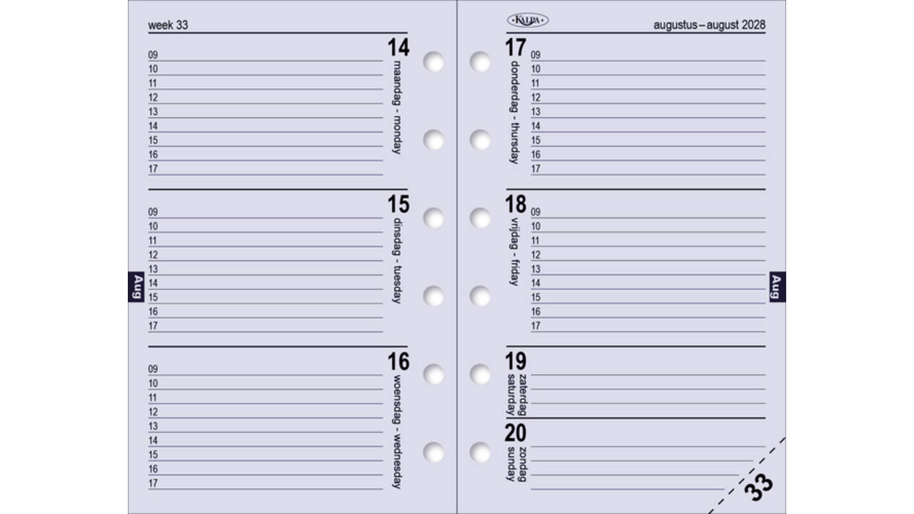 Agendavulling 2027 Kalpa Pocket jaardoos 7dagen/2pagina'