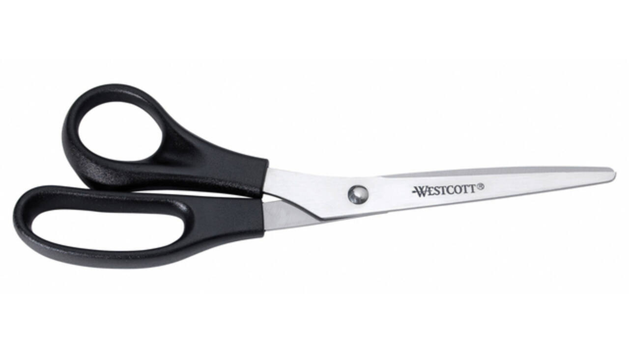 Kantoorschaar Westcott 210mm met kunststof grip linkshandig rvs
