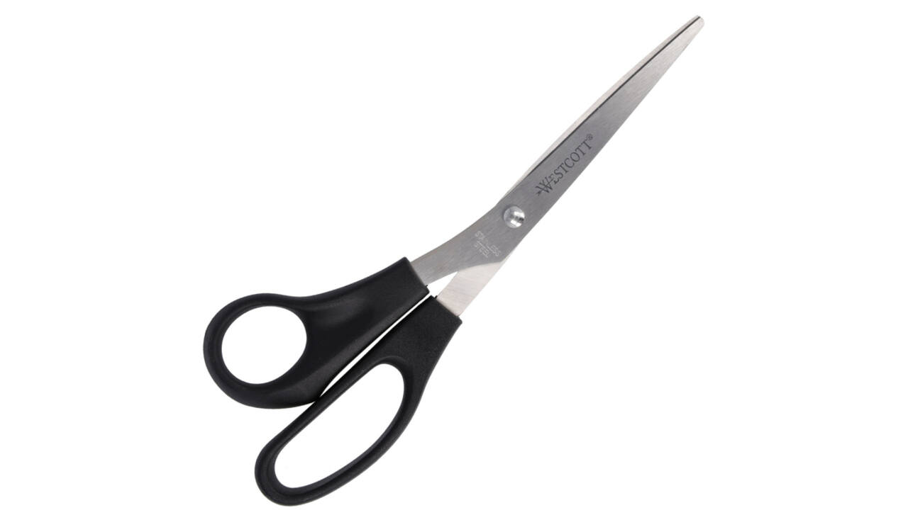 Kantoorschaar Westcott 210mm met kunststof grip linkshandig rvs