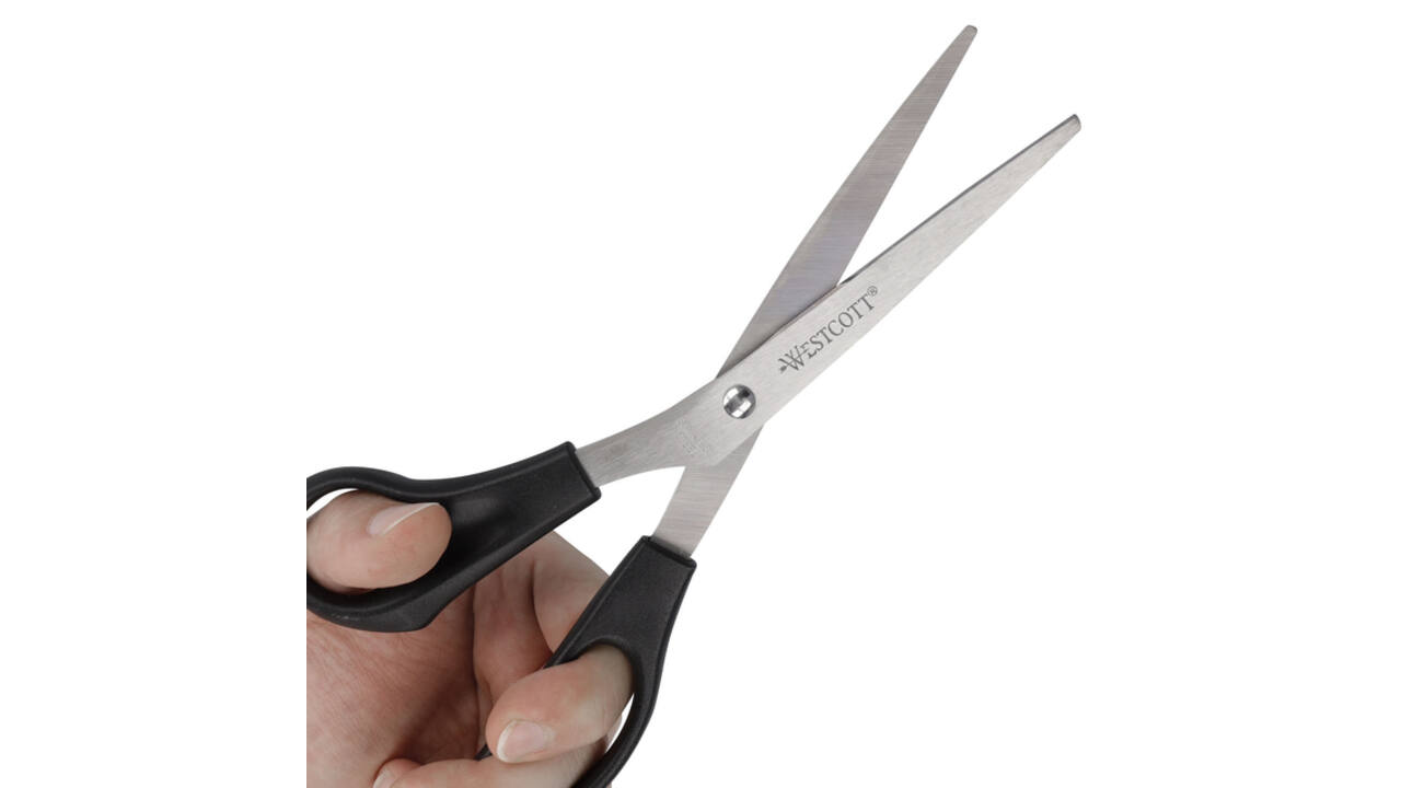 Kantoorschaar Westcott 210mm met kunststof grip linkshandig rvs
