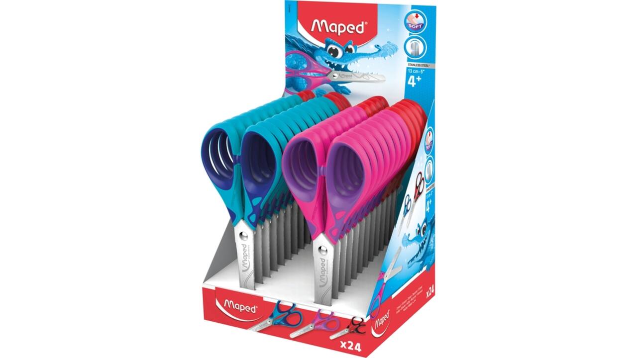 Schaar Maped Essentials Soft 13cm display á 24 stuks assorti