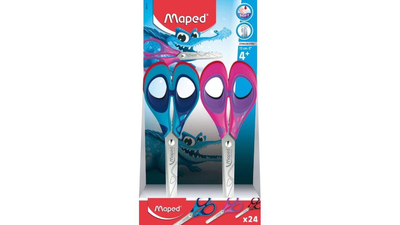 Schaar Maped Essentials Soft 13cm display á 24 stuks assorti