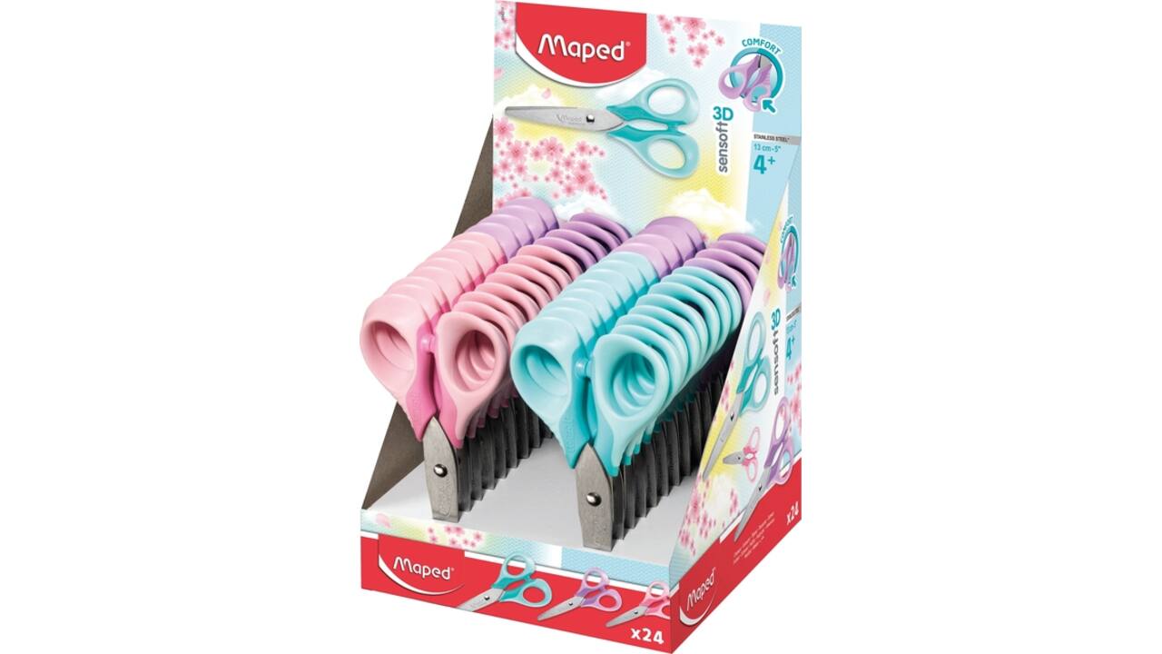 Schaar Maped Sensoft 13cm display á 24 pastel assorti
