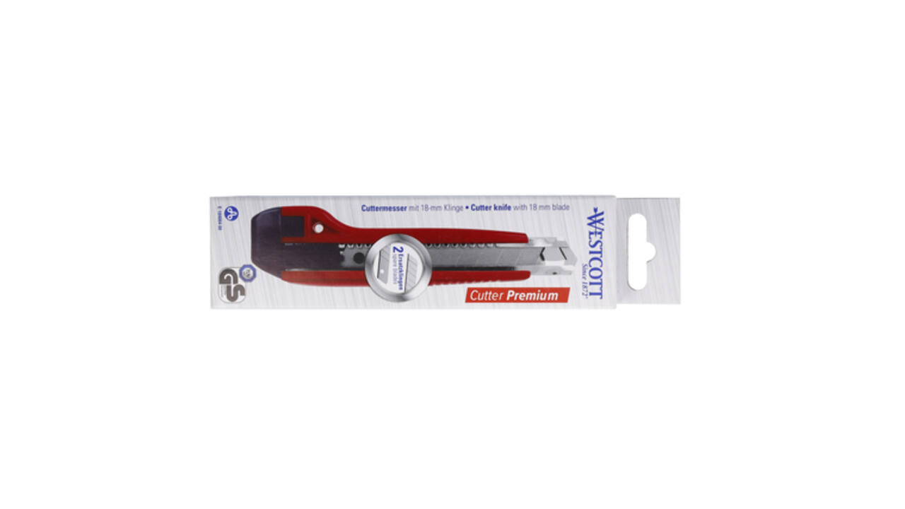 Snijmes Westcott premium 18mm met schuifsluiting rood