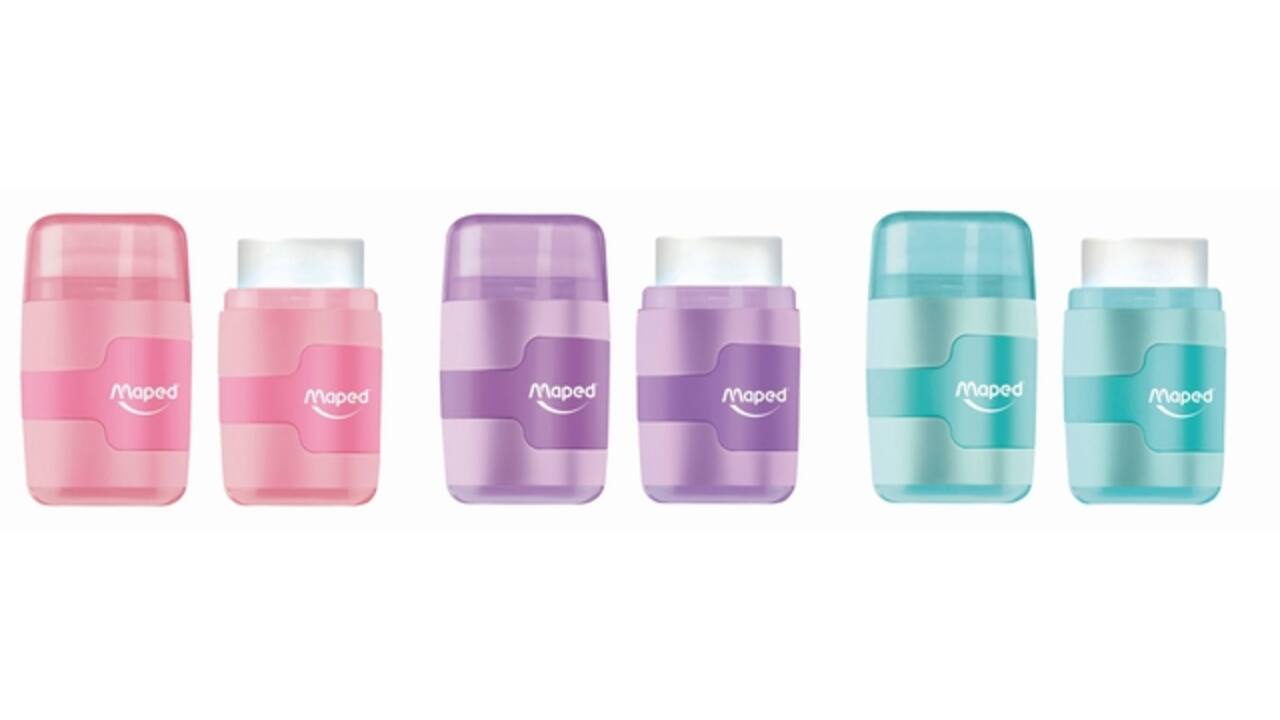 Puntenslijper Maped Connect 2-gaats met gum pastel assorti