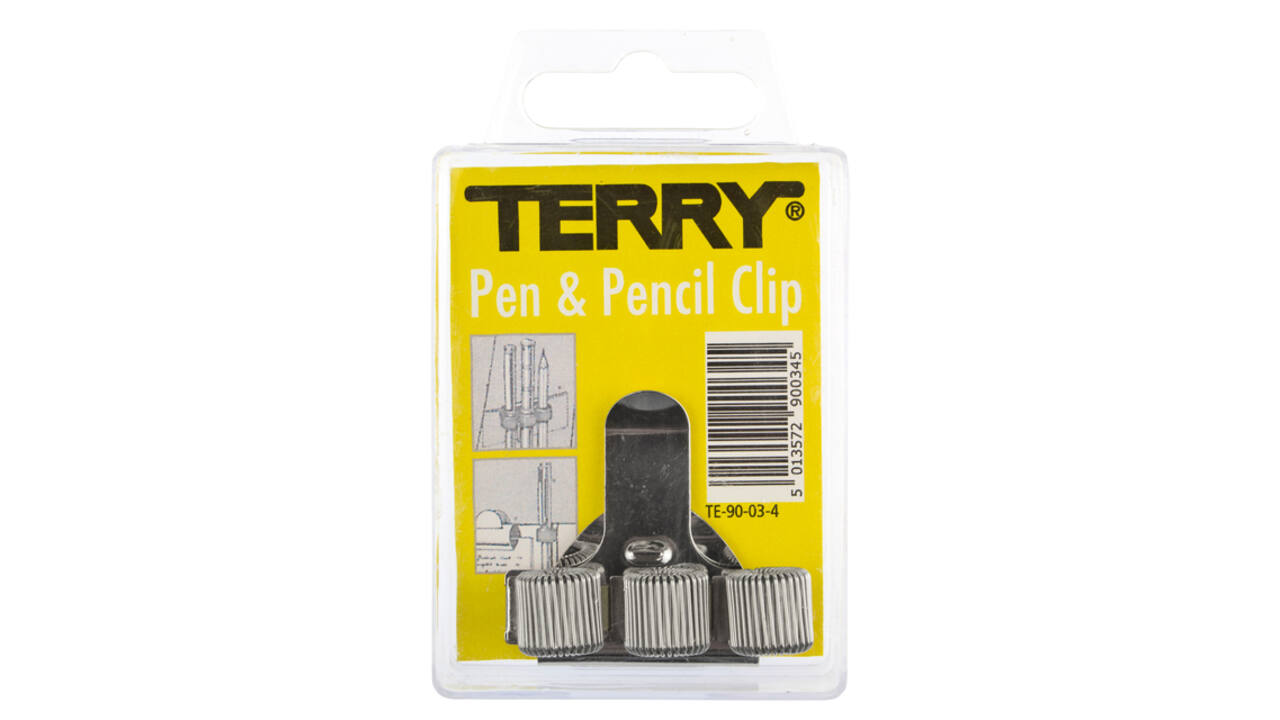 Penhouder Terry clip voor 3 pennen/potloden zilverkleurig