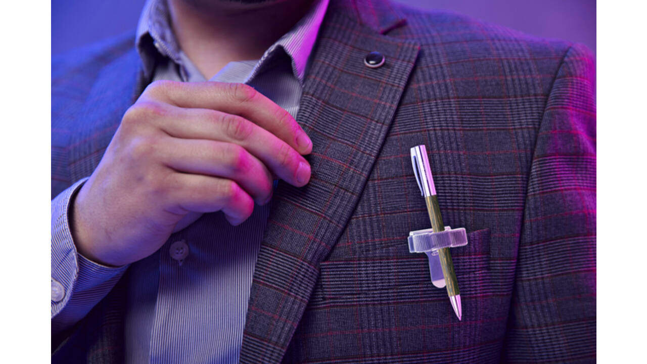Penhouder Terry clip voor 3 pennen/potloden zilverkleurig