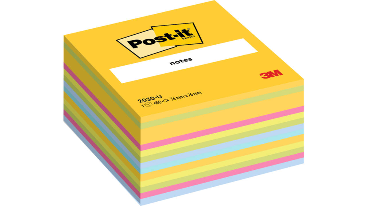 Memoblok Post-it 2030 76x76mm kubus ultra assorti