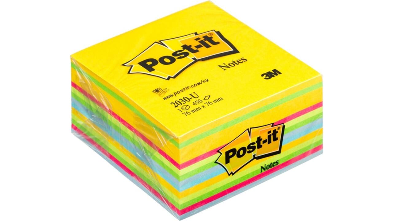 Memoblok Post-it 2030 76x76mm kubus ultra assorti