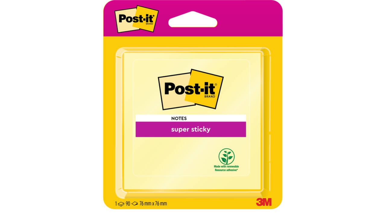 Memoblok Post-it 6920 Super Sticky 76x76mm geel