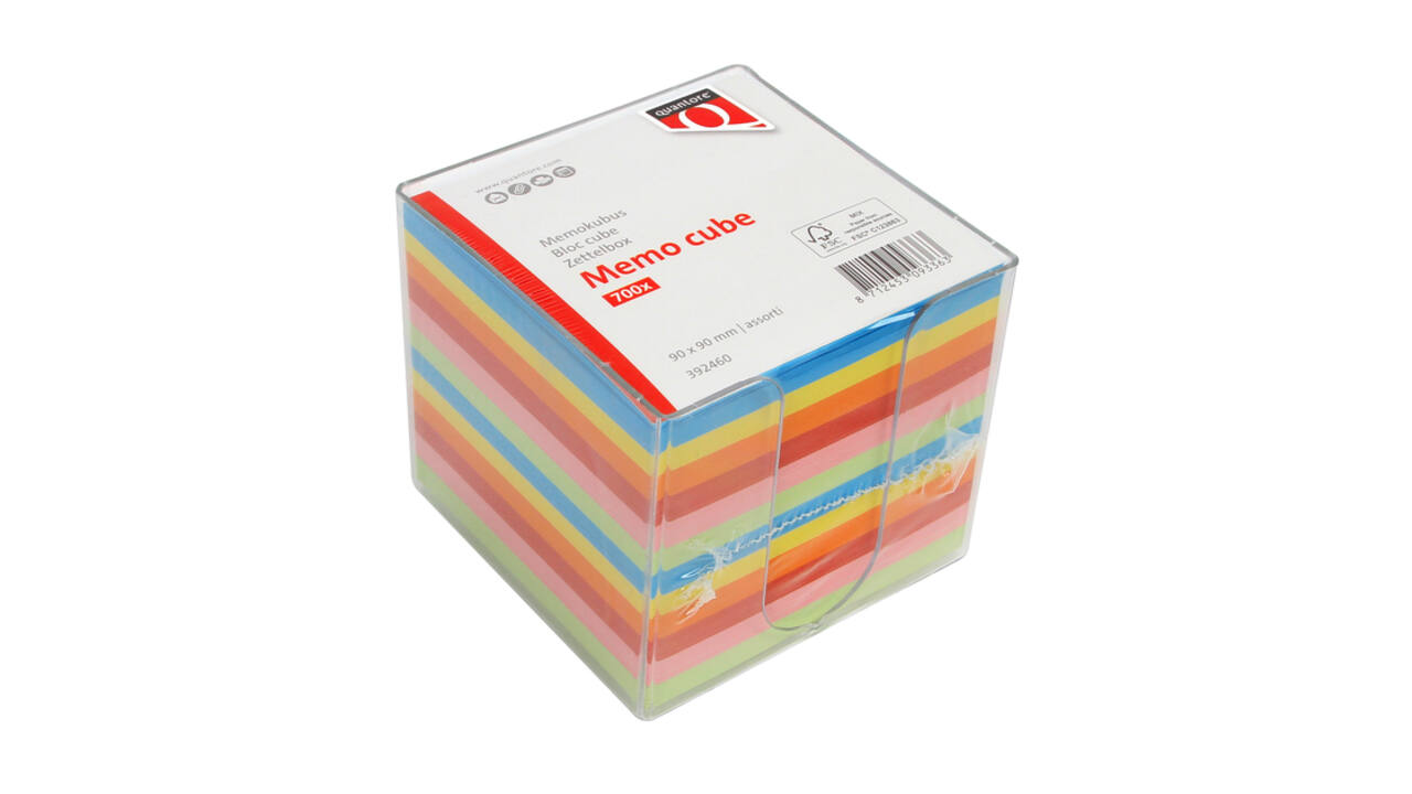 Memokubus Quantore 90x90mm transparant assorti