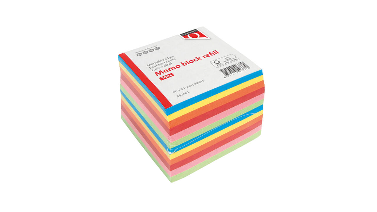 Memoblok Quantore 90x90mm 700vel losbladig assorti