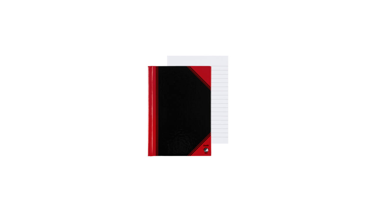 Notitieboek Bantex zwart/rood A6 lijn 70gr 96vel