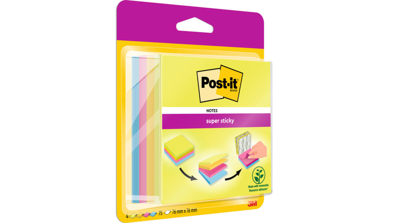 Memoblok Post-it 2014 Super Sticky 76x76mm smart kubus Rio 300 vel