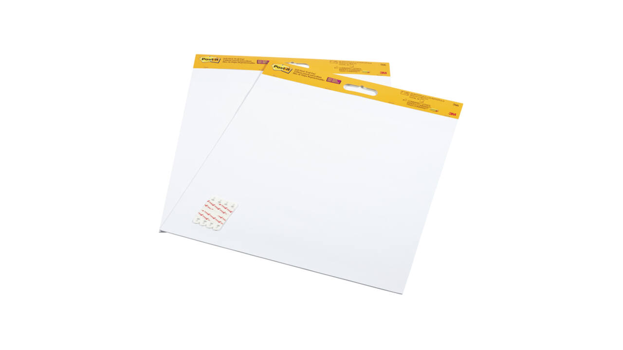 Meeting chart Post-it 566 Super Sticky 50.8x58.4cm wit incl Command bevestigingsstrip 2 stuks