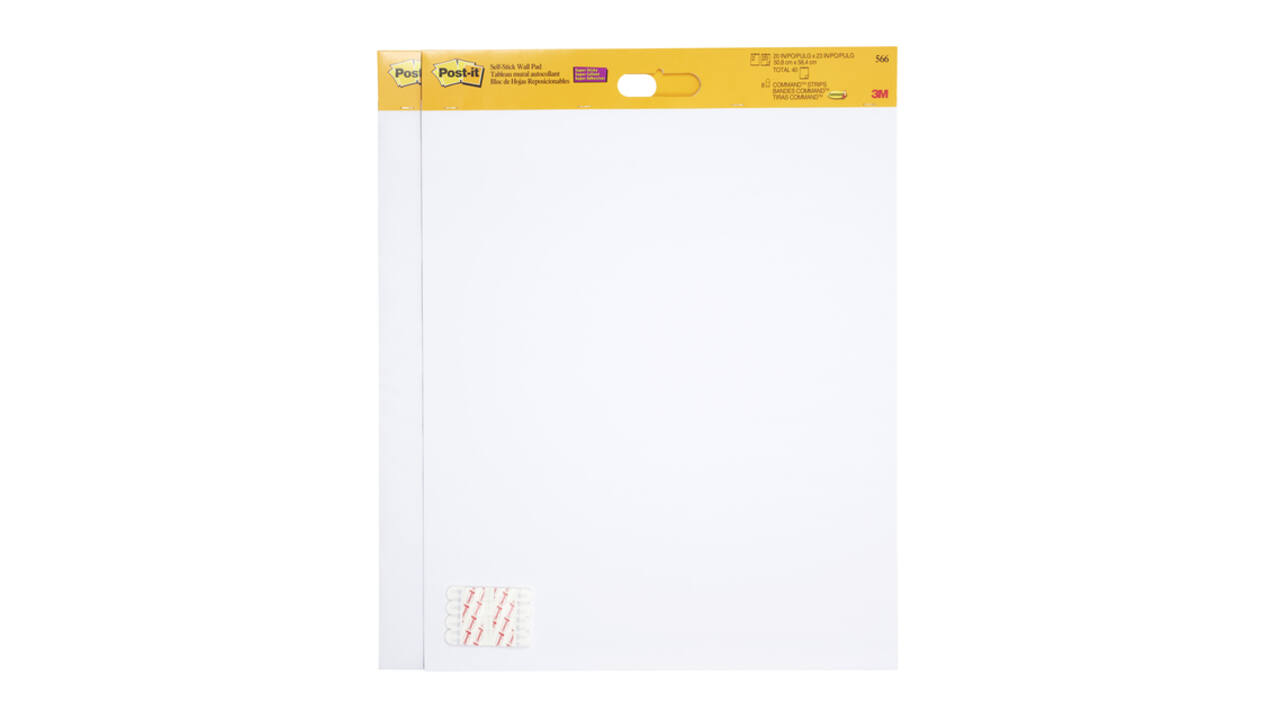 Meeting chart Post-it 566 Super Sticky 50.8x58.4cm wit incl Command bevestigingsstrip 2 stuks