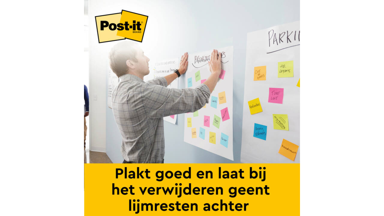 Meeting chart Post-it 566 Super Sticky 50.8x58.4cm wit incl Command bevestigingsstrip 2 stuks