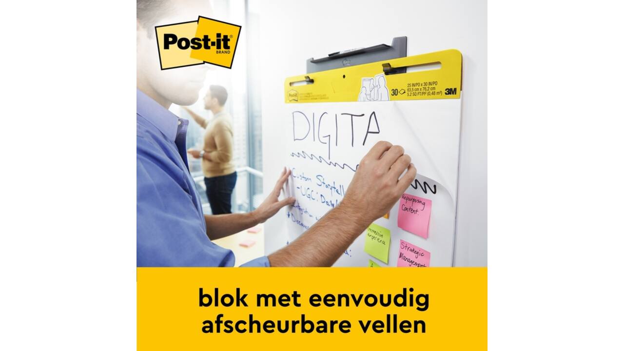 Meeting chart Post-it 566 Super Sticky 50.8x58.4cm wit incl Command bevestigingsstrip 2 stuks