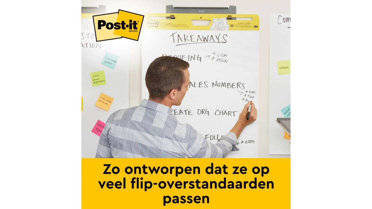 Meeting chart Post-it 563R Super Sticky 50,8x58,4cm met tafelstandaard wit 20 vel