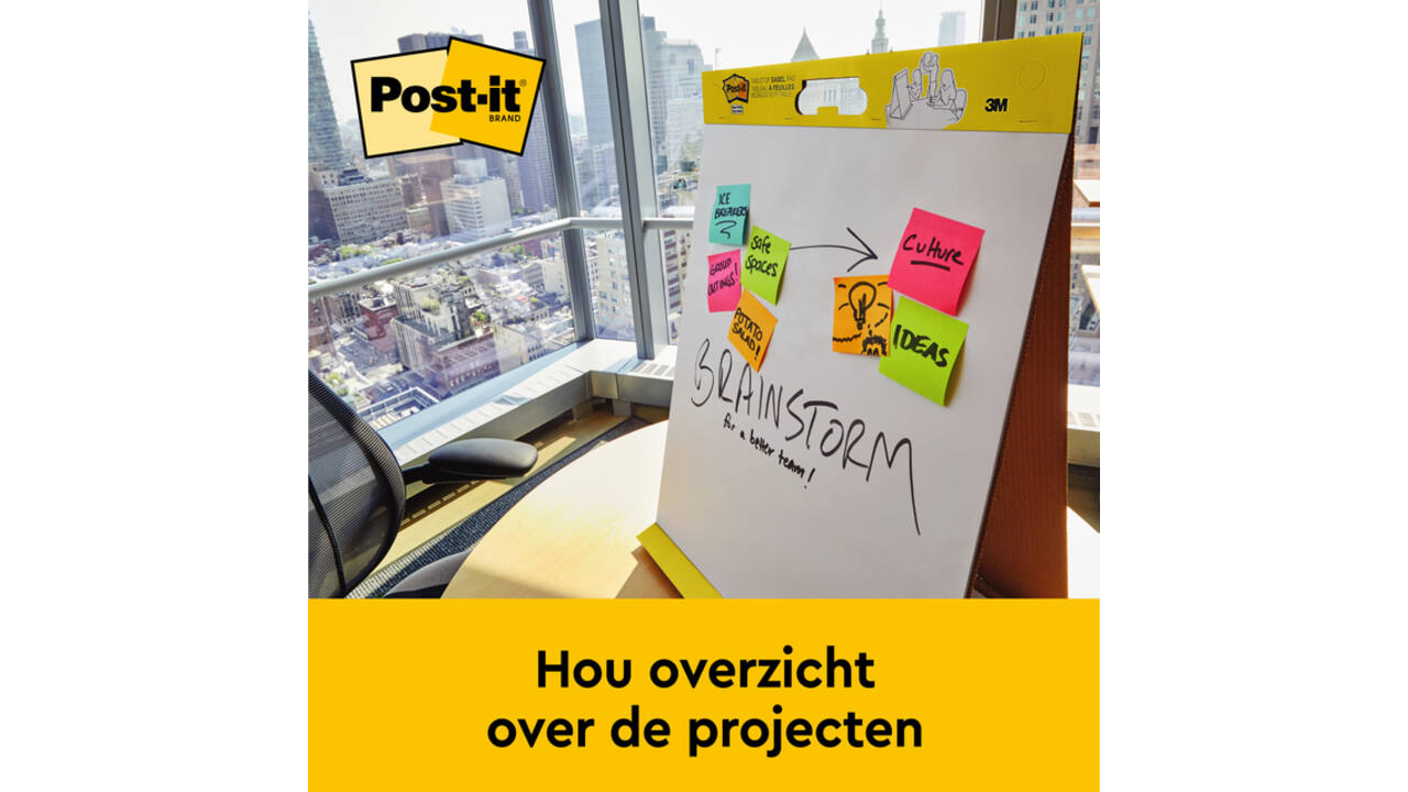 Meeting chart Post-it 563R Super Sticky 50,8x58,4cm met tafelstandaard wit 20 vel