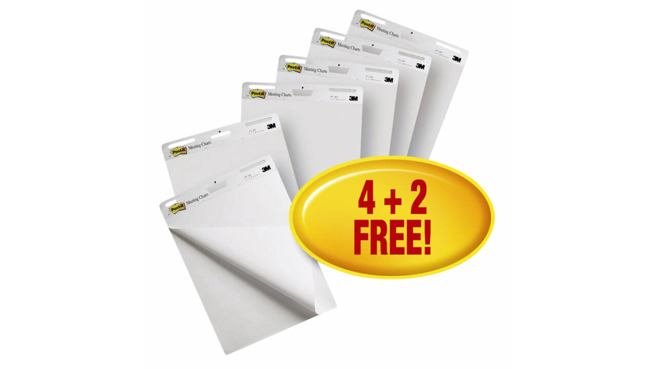 Meeting chart Post-it 559 Super Sticky 63.5x76.2mm wit 4+2 gratis