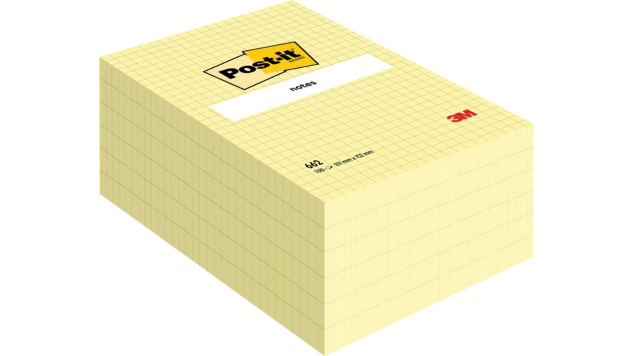 Memoblok Post-it 662 102x152mm ruit geel