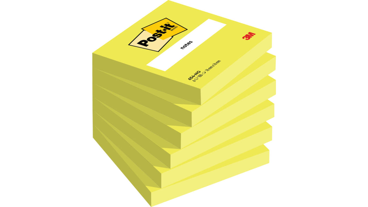 Memoblok Post-it 654 76x76mm neon groen 100 vel