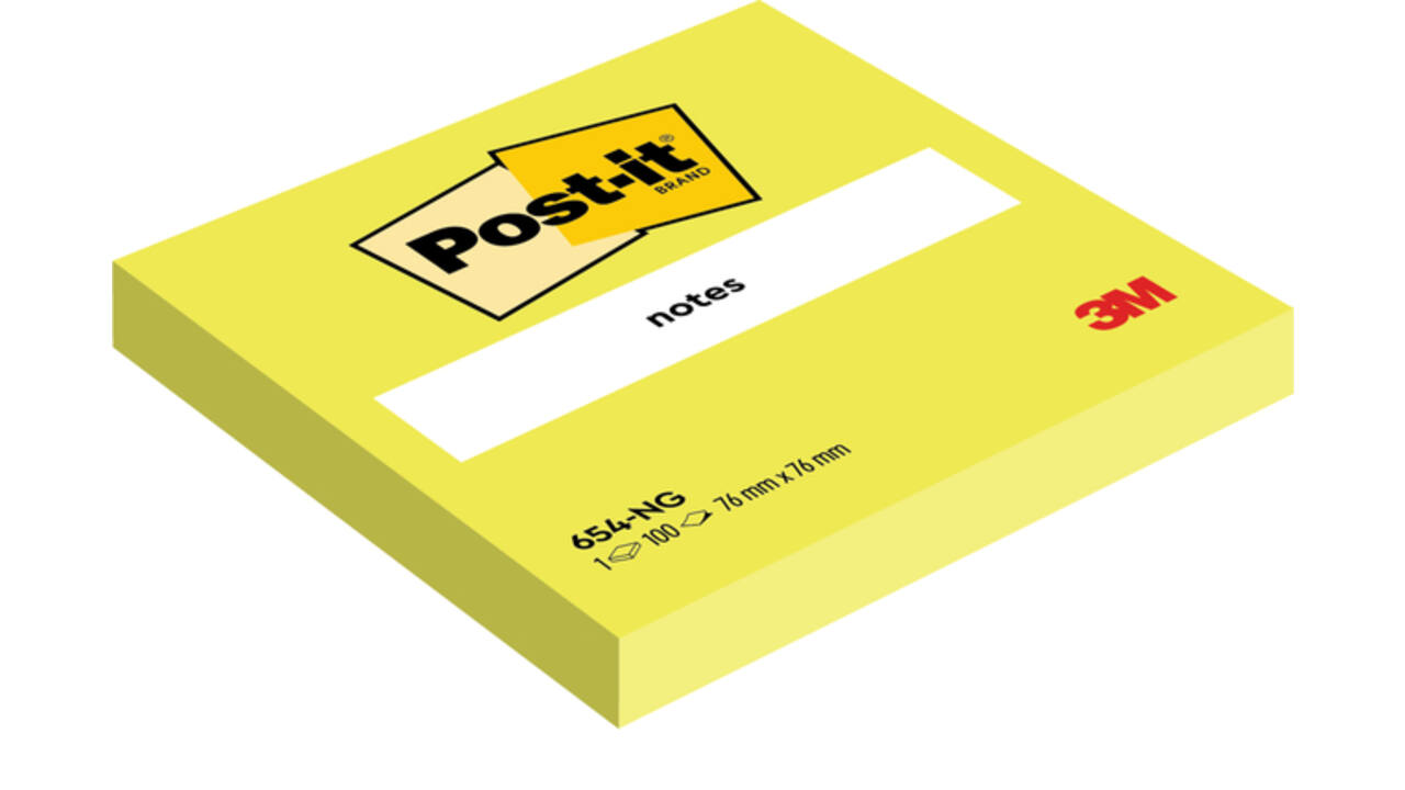 Memoblok Post-it 654 76x76mm neon groen 100 vel