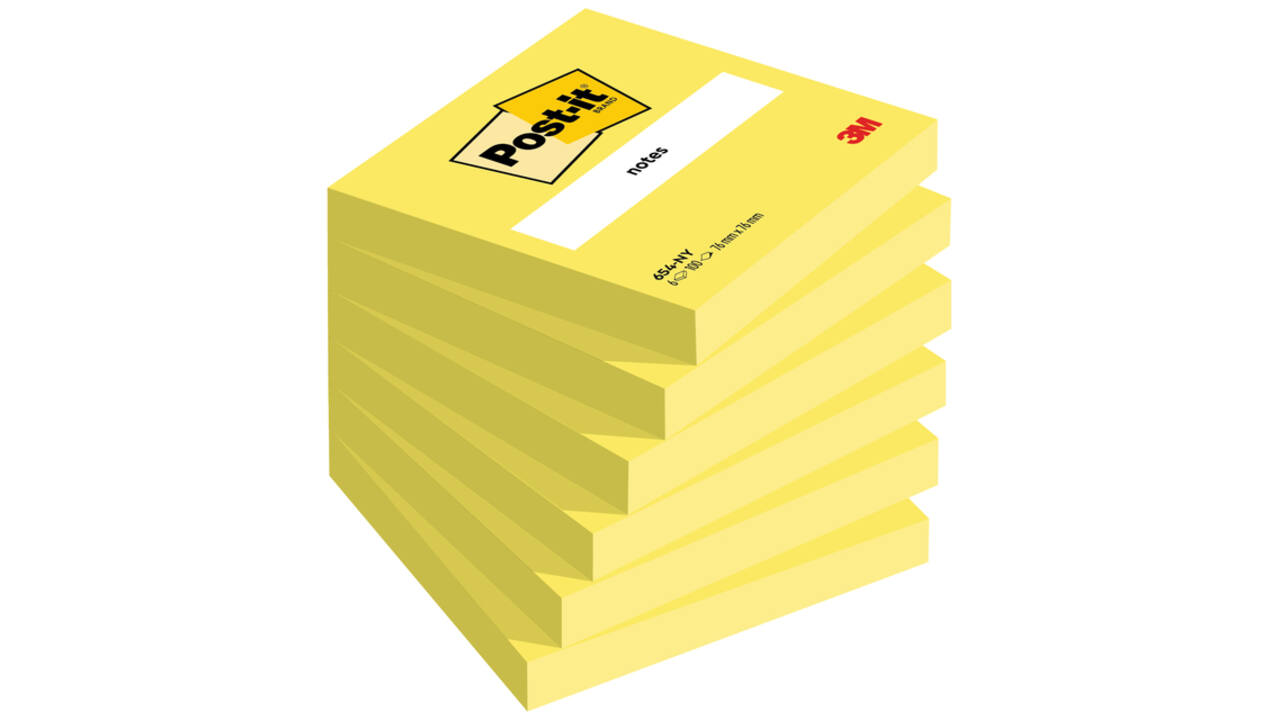 Memoblok Post-it 654 76x76mm neon geel 100 vel