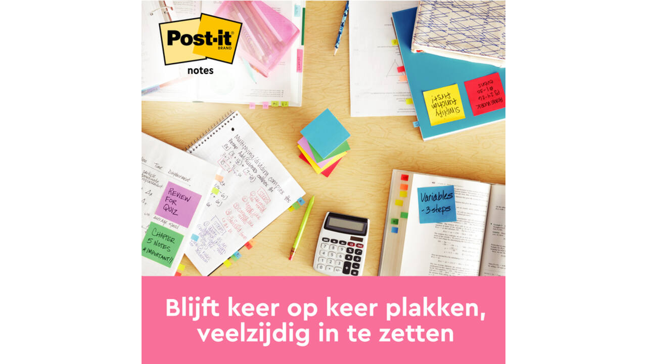 Memoblok Post-it 654 76x76mm neon geel 100 vel