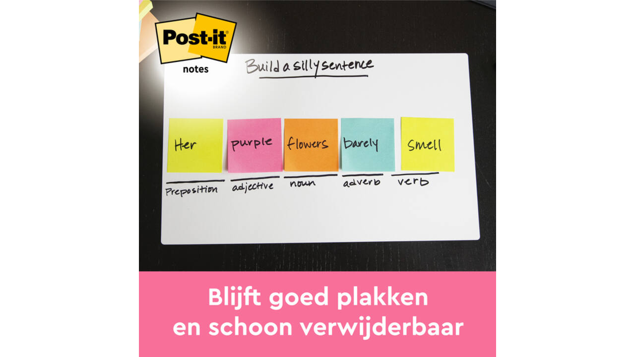Memoblok Post-it 654 76x76mm neon geel 100 vel