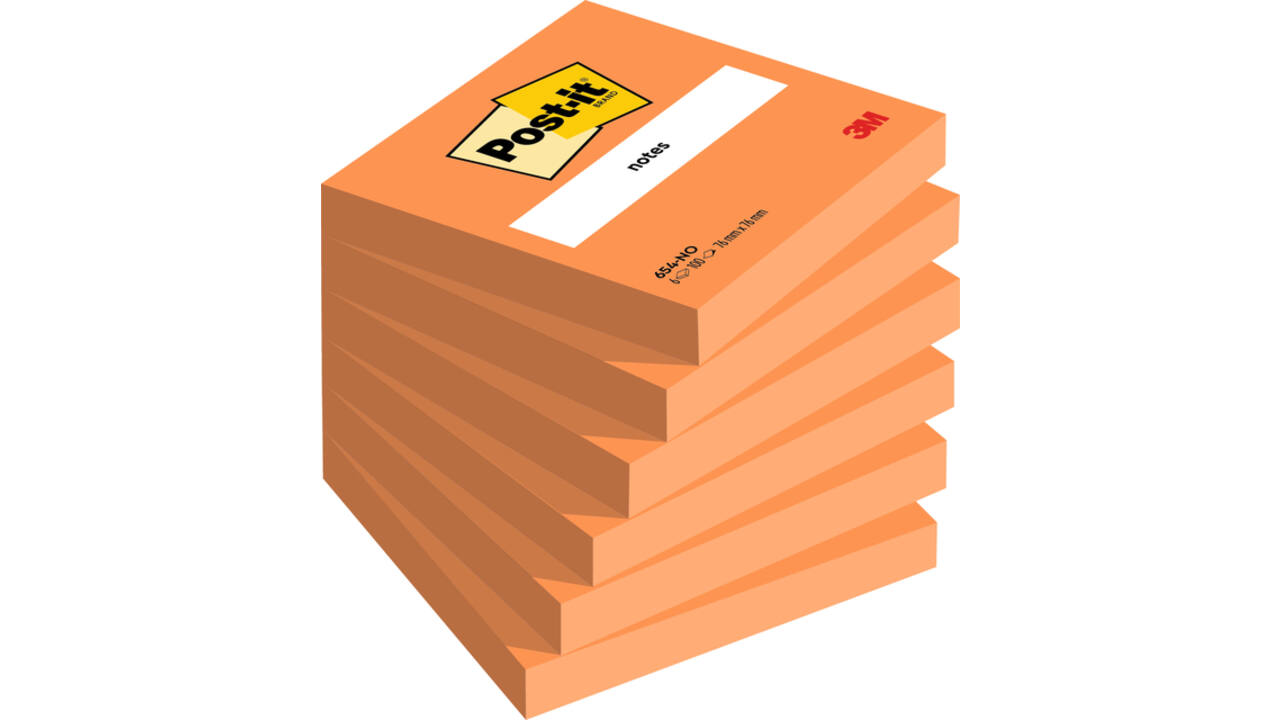 Memoblok Post-it 654 76x76mm oranje 100 vel