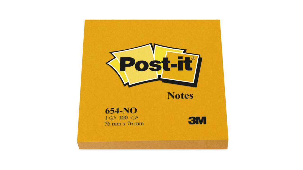 Memoblok Post-it 654 76x76mm oranje 100 vel