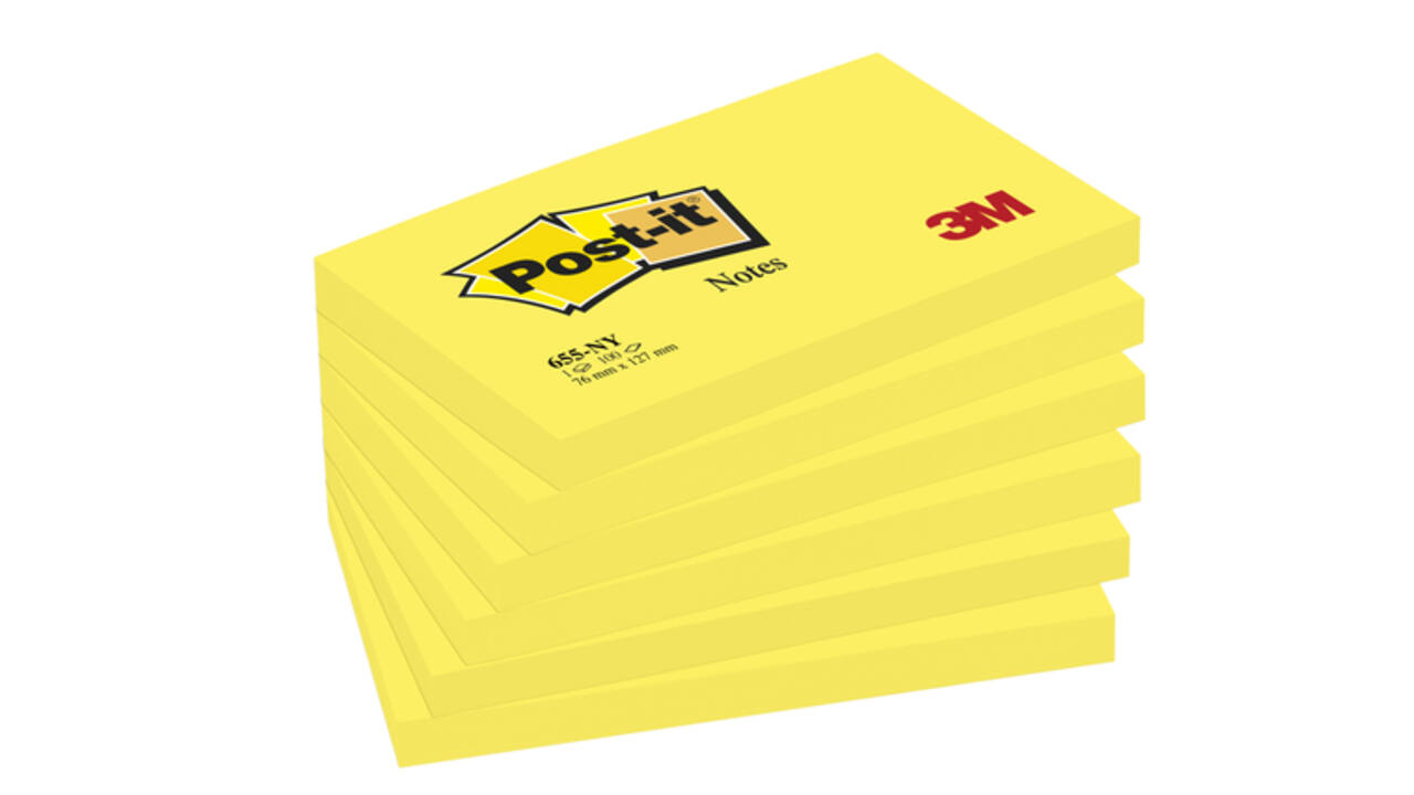 Memoblok Post-it 655 76x127mm 100 vel per blok neon geel