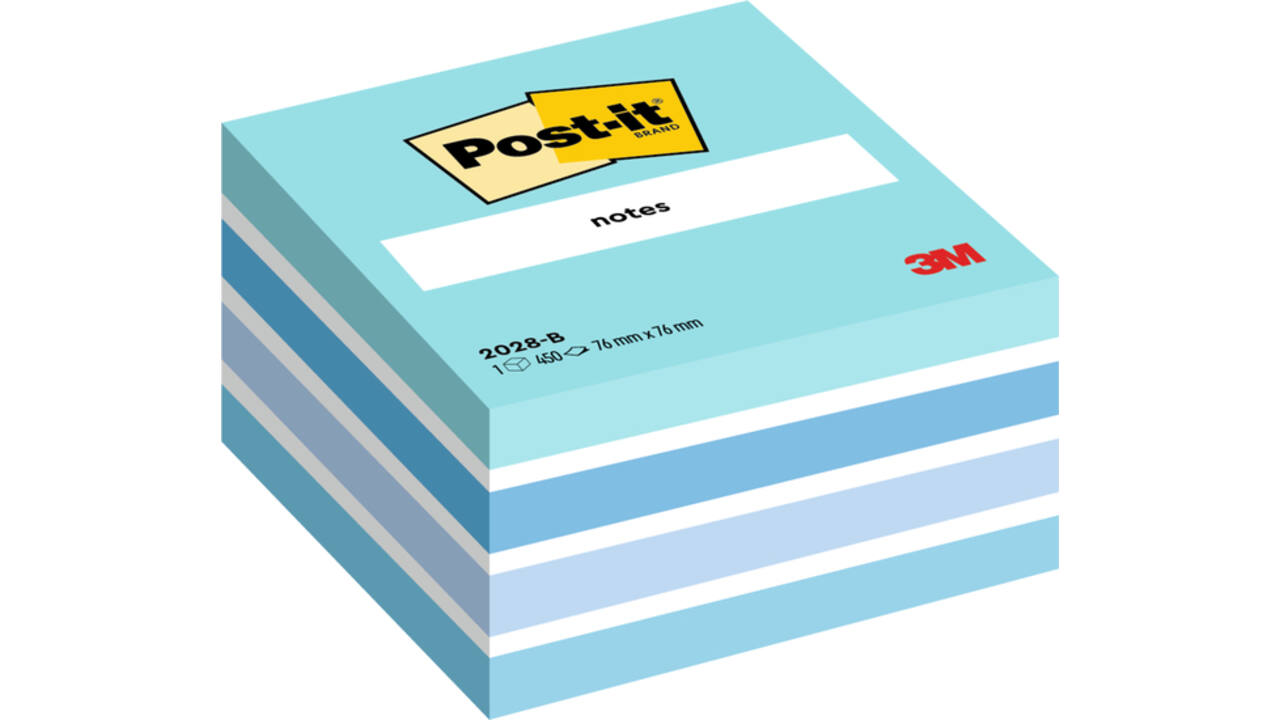 Memoblok Post-it 2028 76x76mm kubus pastel blauw