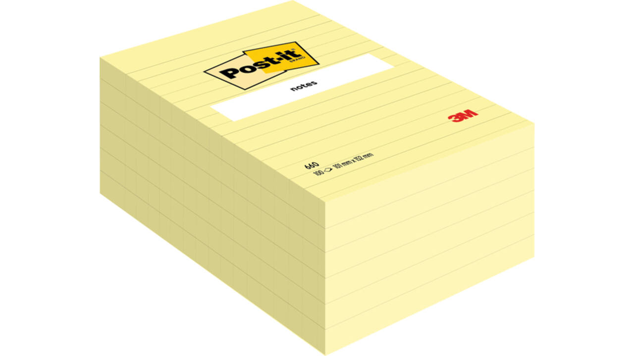 Memoblok Post-it 660 lijn 102x152mm canary yellow
